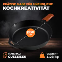 BBQ Ben 30 cm-es öntöttvas grill serpenyő indukciós tűzhelyre, sütőbiztos 7
