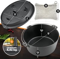 BBQ Ben 9 literes öntöttvas fazék lábakkal, táskával és kiegészítőkkel 7