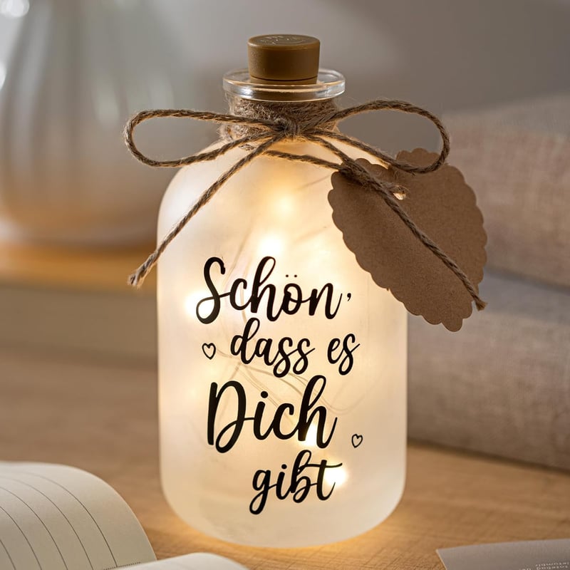 BBTO LED Világító Üveg Dekoráció - Klasszikus Barna Palack 20 LED Fénnyel - Vízálló Ajándék Nőknek, Barátnőknek Születésnapra, Esküvőre, Kar