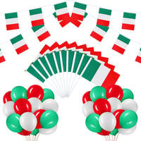 Set Decorativ BBTO cu Steaguri Italia, Germania, Australia, Include Ghirlandă, Steaguri de Mână, Baloane și Banner pentru Petrecere 1