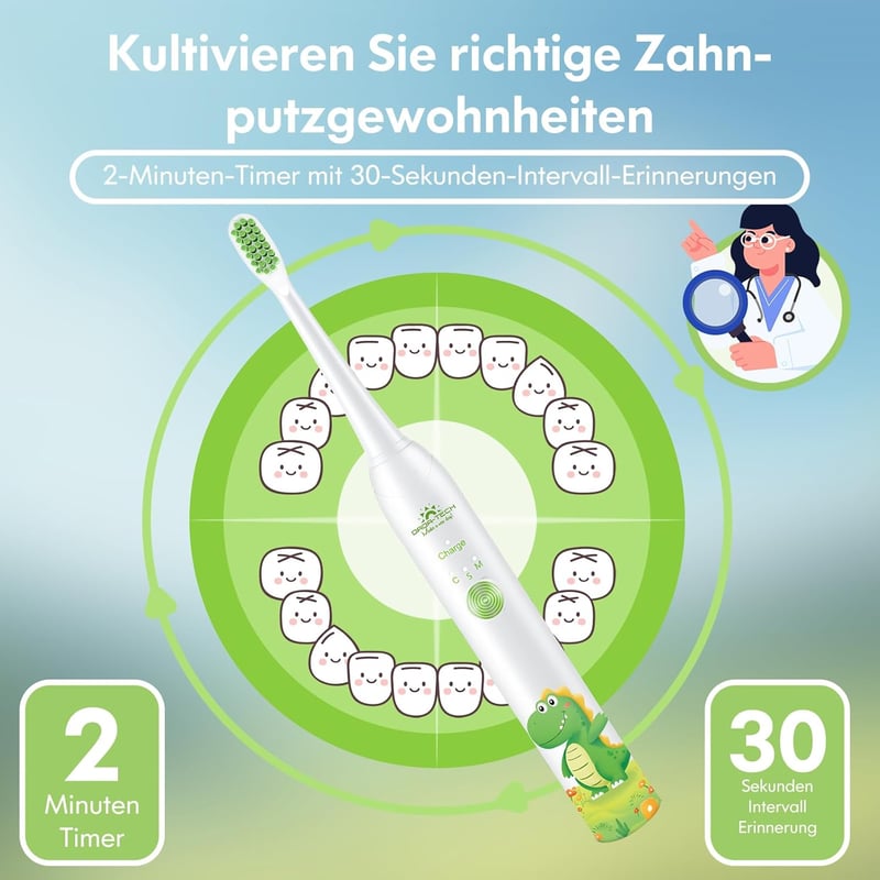 Oral-B Gyerek Elektromos Fogkefe 3-18 Éveseknek, Dinoszaurusz Mintás, Fehér