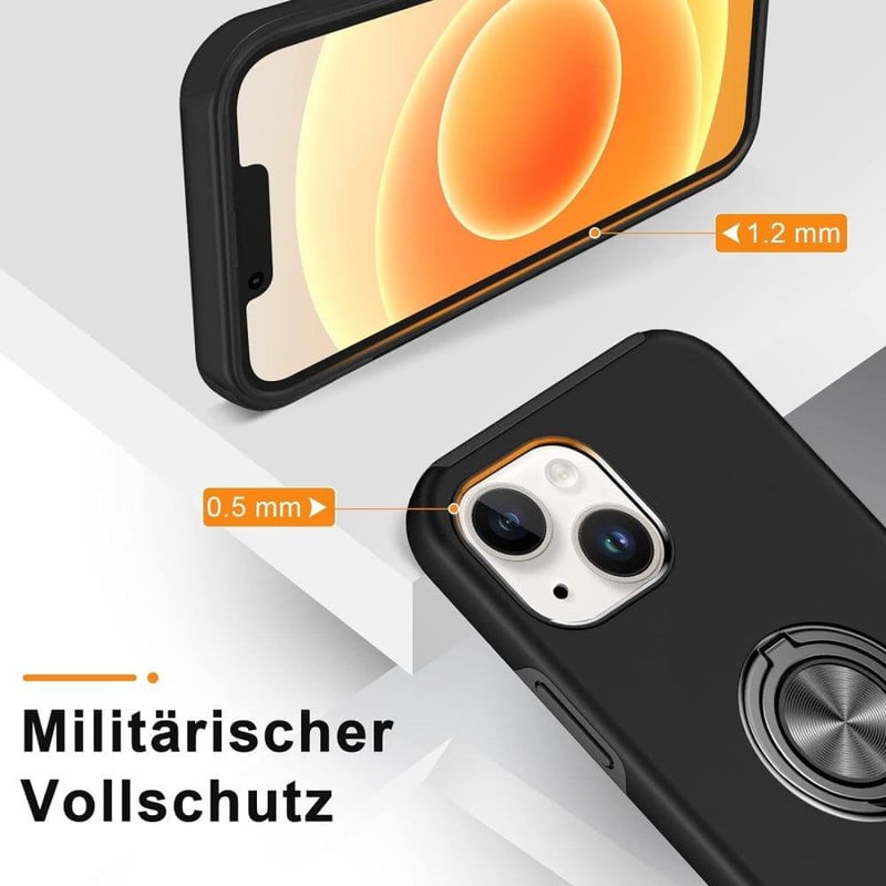 Apple iPhone 14 Fekete Mágneses Gyűrűs Védőtok