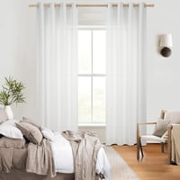 Topfinel fehér, áttetsző fényáteresztő függöny, 2 db 220x140 cm, lenvászon hatású 2