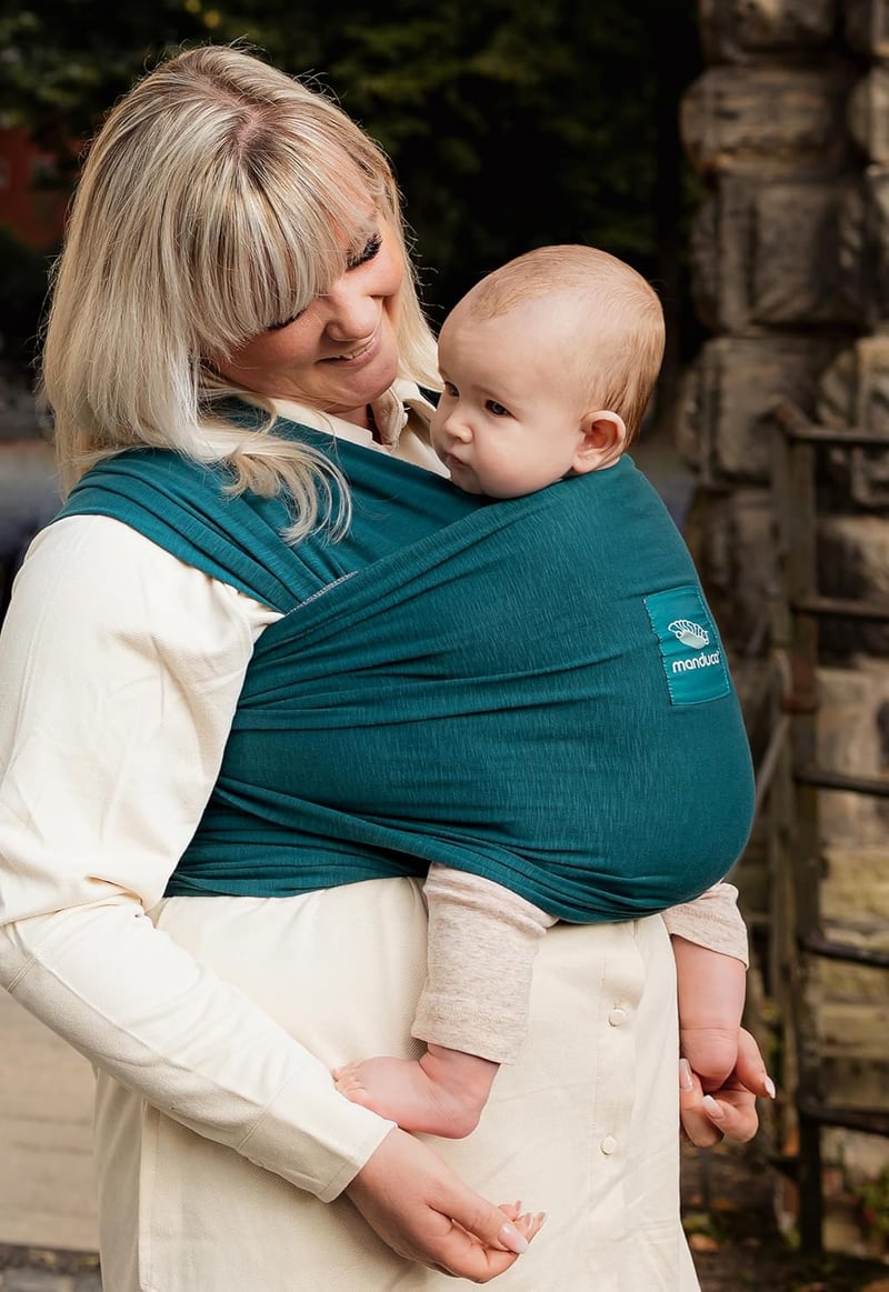 manduca Rugalmas Babahordozó Kendő - Újszülötteknek 3,5 kg-tól 15 kg-ig, 100% Bio Pamut Jersey Anyagból, GOTS Tanúsítvánnyal, Univerzális Mé