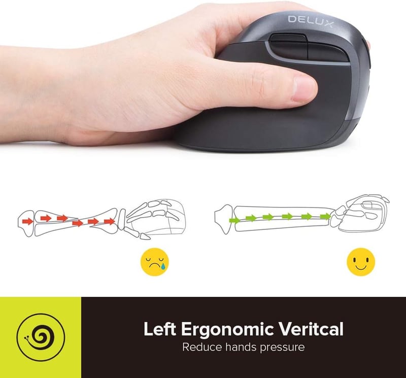 DeLUX M618ZD ergonomikus, vezeték nélküli, balkezes egér - RGB, 4000 DPI, újratölthető, csendes