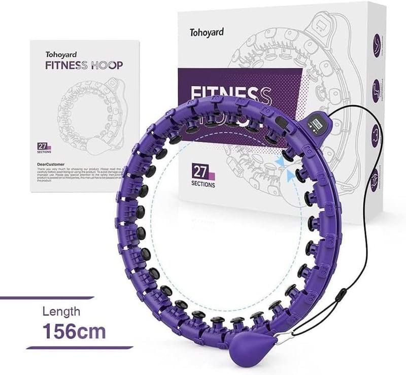 bubbacare Smart Hoop Fitnesz Karika Fogyáshoz - 27 Állítható Elemmel, Digitális Kijelzővel, Masszázsfunkcióval, Felnőtteknek, 65-160 cm Deré