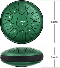LEKATO 6 Inch Acél Nyelvdob 11 Hanggal D Kulcsban Handpan Esődob Gyógyító Hangokkal Zöld 14