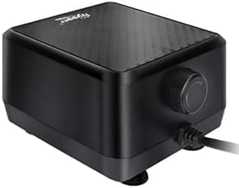 hygger Ultra Csendes Akvárium Levegőztető Pumpa - Állítható Oxigén Adagoló 2 Kimenettel, 5W/10W Erőteljes Aerátor Fekete - HG981-5w