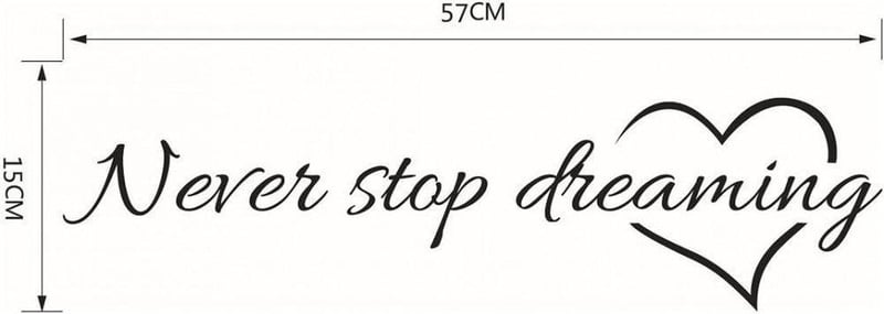 Inspiráló "Never stop dreaming" fali dekor tábla 57x16,5 cm