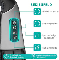 Nekteck Shiatsu Masszírozó Párna Melegítő Funkcióval - Nyak, Váll, Hát és Derék Masszázs Autóban és Irodában, Sebességszabályzóval, Fekete - Black 3