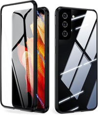 Samsung Galaxy S23 mágneses tok - 360° védelem, edzett üveg, fém keret (fekete) 1