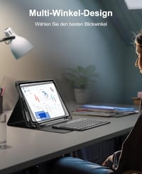 SENGBIRCH Bluetooth Billentyűzetes Tok iPad 10/11 Generációhoz - Levehető QWERTZ Német Billentyűzet, Tolltartóval, Fekete 6