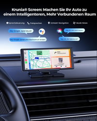 Krunia 8,1" Vezeték Nélküli Hordozható Autós Kijelző 60FPS - Apple CarPlay & Android Auto Támogatás, Tolatókamera, GPS Navigáció, Hangvezérl 4