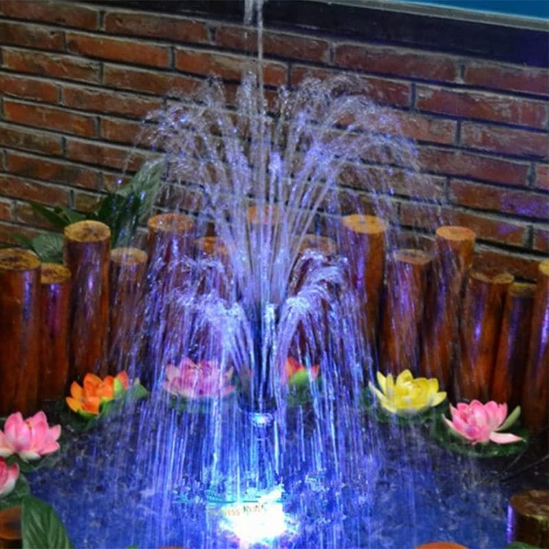 Bseical LED-es Kerti Szökőkút Szivattyú, 2000L/h, 25W, Állítható Víznyomás, 3 Fúvóka, Csendes Működés, Tó, Akvárium, Vízesés - A 3 in 1 With Led Light