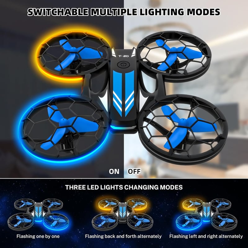 TEEROK T20 Mini Drón Gyerekeknek - RC Quadrocopter 3 Akkumulátorral, Magasságtartással, Fejnélküli Móddal, 3D Flip Funkcióval - Távirányítós