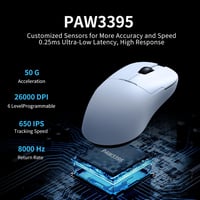 AJAZZ AJ159PRO Gaming Egér PAW3395 Szenzorral, Mágneses Töltővel, Vezeték Nélküli, Ergonomikus, 26K DPI, 8K Válaszidő, 400 mAh Akkumulátor,  5
