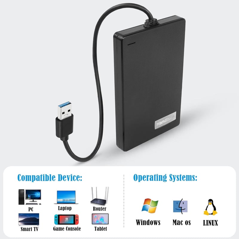 GINTOOYUN 2,5" HDD/SSD Külső Ház - USB 3.0 Szuper Gyors SATA III Merevlemez Tok Laptophoz és PC-hez, LED Kijelzővel, Fekete