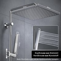 Görbach Esőztető Zuhanyszett 30x30 cm Polccal - Króm Fali Zuhanyrendszer Rozsdamentes Acélból, Csaptelep Nélkül 3