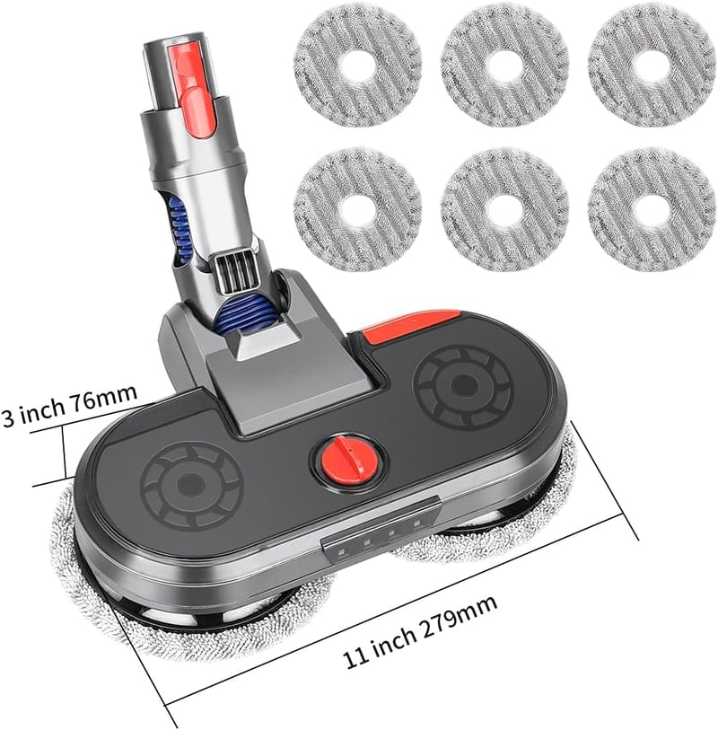 DrRobor Elektromos Felmosó Adapter Dyson V15 V11 V10 V8 V7 Porszívókhoz - Beépített Víztartállyal, LED Világítással, Mosható Fejjel