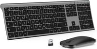 seenda Vezeték Nélküli Billentyűzet és Egér Szett - Újratölthető, Ultravékony Alumínium QWERTZ Billentyűzet, 2.4G Technológia, Windows Kompa 11