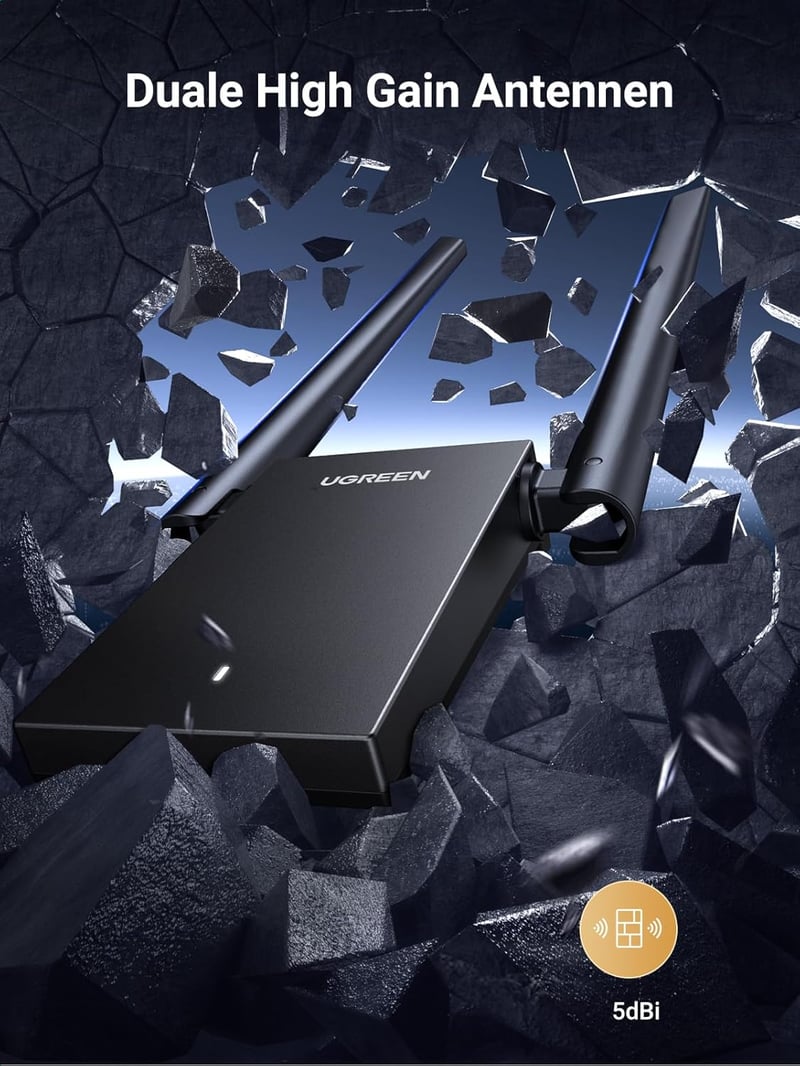 UGREEN AX1800 USB WiFi 6 Adapter Dual Band 5GHz/2.4GHz WLAN Stick PC-hez Dupla Antenna Windows 10/11 Kompatibilis