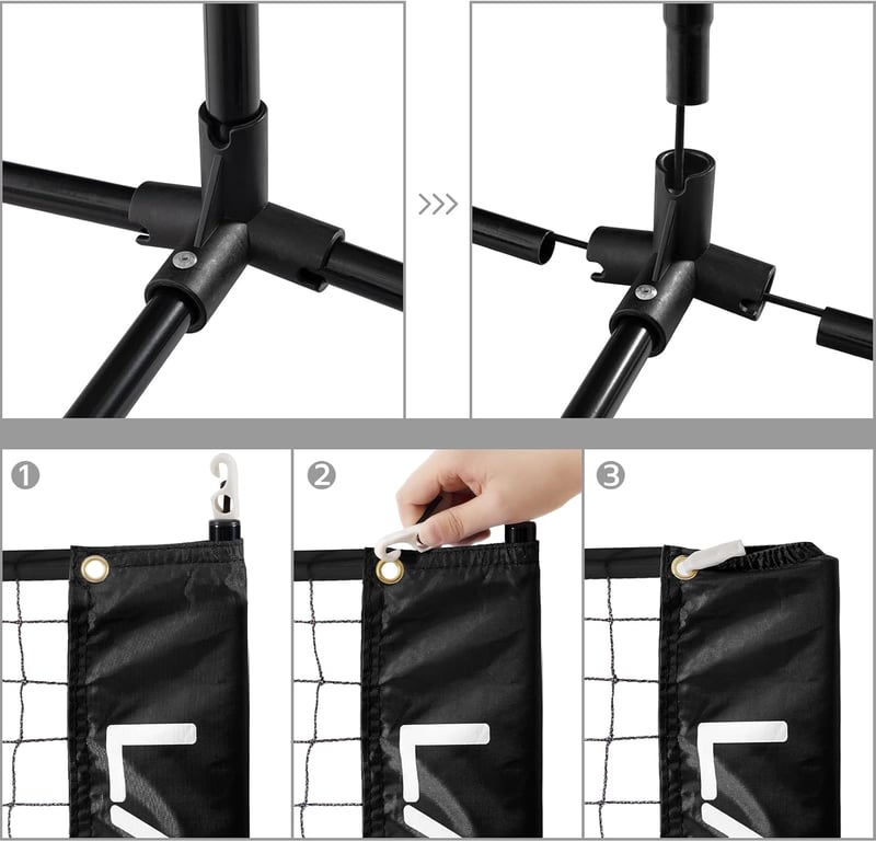LARMNEE 4 méteres állítható magasságú tollaslabda háló szett, kültéri-beltéri használatra