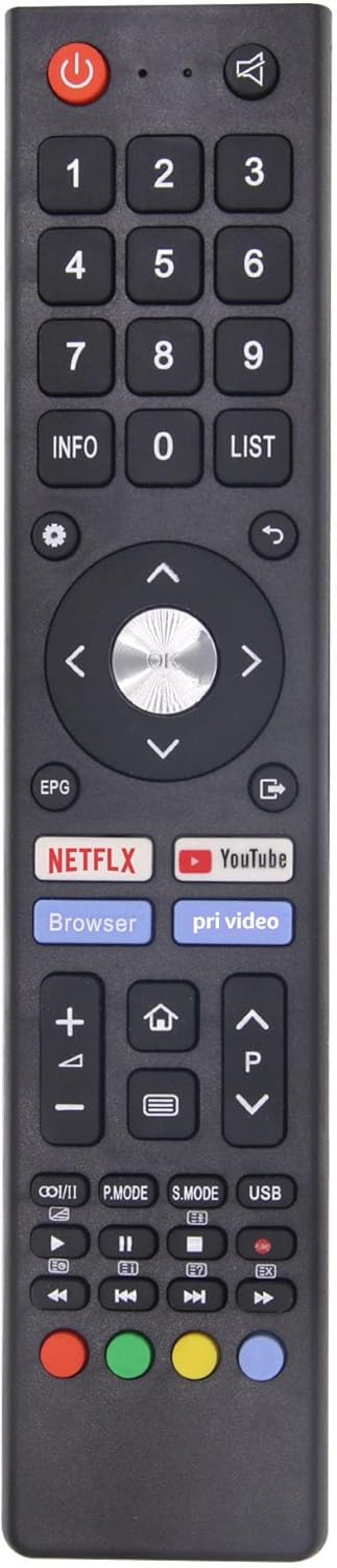 FOXRMT ODL24771HN-TAB Távirányító Changhong Chiq TV-hez - Netflix, YouTube Gyorsgombokkal - U43H7A, U55H7S Modellekhez - Fekete