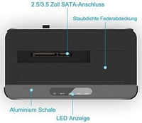RSHTECH Alumínium USB 3.0 HDD/SSD Dokkoló 2.5" és 3.5" SATA Meghajtókhoz, SD/TF Kártyaolvasóval, 16TB-ig 6
