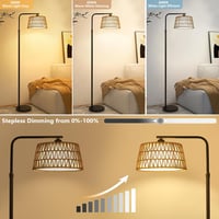 Rayofly Állólámpa Távirányítóval - Rattan Boho Állólámpa LED Izzóval, Alkalmazásvezérléssel, Rattan és Lenvászon Lámpaernyővel Nappali és H 3