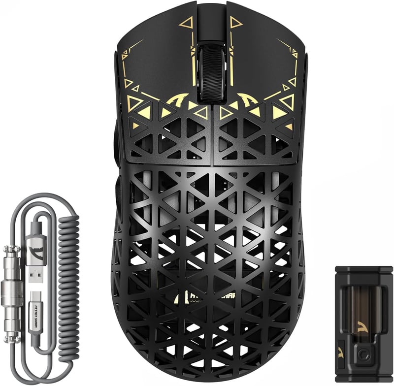 ATTACK SHARK R5 Ultra Szénszálas Gamer Egér, 39g Szuperkönnyű, 8000Hz Vezeték Nélküli, 42000 DPI, PAW3950MAX Szenzor, Bluetooth/2.4G/Vezeték