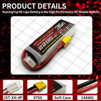 Roaring Top 2200mAh 11.1V 3S 35C LiPo akkumulátor XT60 csatlakozóval RC járművekhez és drónokhoz (2 db) 4
