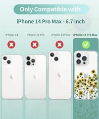 iPhone 14 Pro Max Átlátszó Napraforgós Szilikon Tok Fóliákkal 2