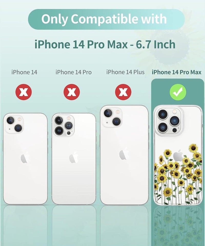iPhone 14 Pro Max Átlátszó Napraforgós Szilikon Tok Fóliákkal