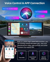 Jansite 10,26" Vezeték Nélküli CarPlay Android Autós Kijelző 2.5K Fedélzeti Kamerával, Tolatókamerával, Bluetooth, Mirror Link, 64GB TF Kárt 5