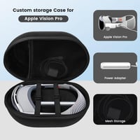 FDOUIGE Kemény Hordtáska Apple Vision Pro VR Szemüveghez - Vízálló, Ütésálló Védőtok Kiegészítőknek, Kézi Fogantyúval, Fekete 3