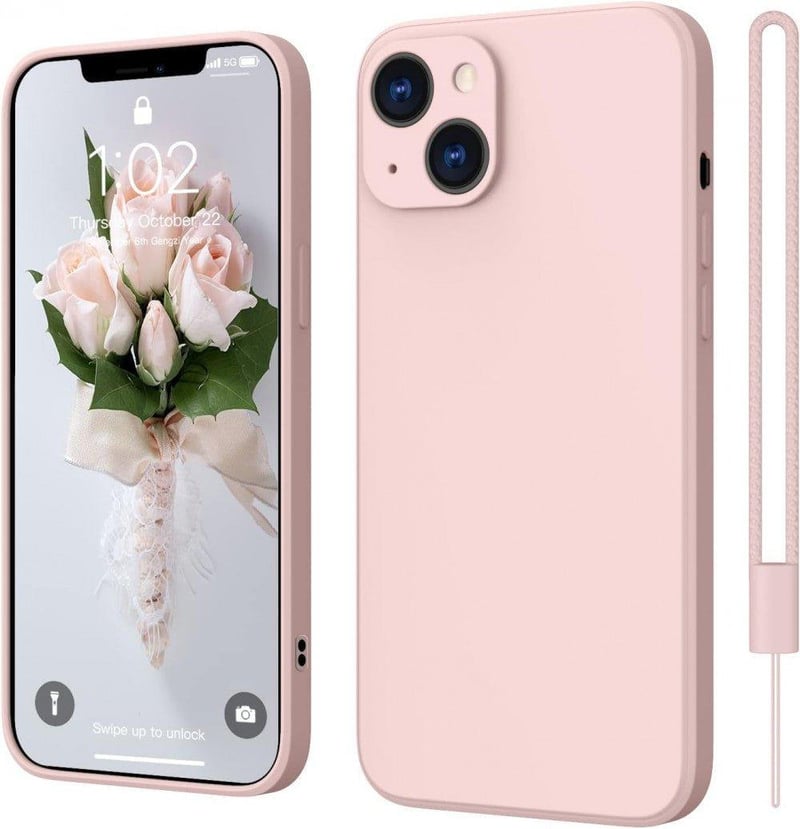 iPhone 13 Rózsaszín Ultravékony Szilikon Tok Mikroszálas Béléssel