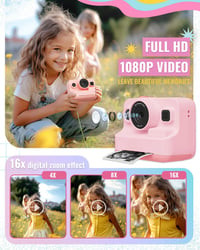 KinderKamera rózsaszín gyerek fényképezőgép 2.4" kijelzővel, azonnali nyomtatással, 32GB kártyával, 3-12 éveseknek 4