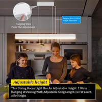 Klighten LED Függőlámpa 3000K-6000K, 80cm/24W Távirányítós Étkezőasztal Lámpa, Lineáris Dizájn, 150cm Állítható Magasságú Csillár Nappaliba, 4