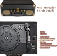 Retrolife 3 sebességes Bluetooth lemezjátszó RCA kimenettel és beépített hangszóróval 3