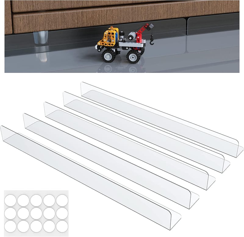 NOPWOK 5 db Bútor Alatti Térkitöltő - 40 cm Állítható PVC Blokkoló Kanapé és Ágy Alá - Átlátszó Réskitöltő Játékok, Kisállatok Ellen Erős Ra