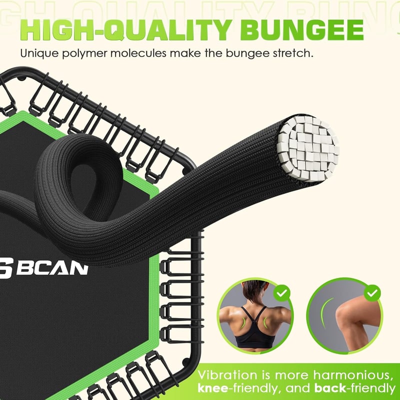 BCAN Fitness Trambulin 250 kg Teherbírással, 123 cm Átmérőjű, Állítható Kapaszkodóval, Csendes Rugózással, Beltéri/Kerti Edzéshez, Felnőttek