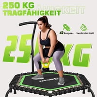 BCAN Fitness Trambulin 250 kg Teherbírással, 123 cm Átmérőjű, Állítható Kapaszkodóval, Csendes Rugózással, Beltéri/Kerti Edzéshez, Felnőttek 3