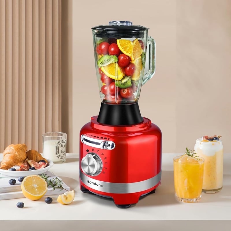 Homtone 1000W Elektromos Konyhai Robotgép 10-in-1 - 1,5L Üvegtállal és 3L Tállal, 6 Sebességgel, Vágás, Aprítás, Keverés, Dagasztás Funkciók