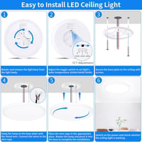 MOONSEA 24W LED Mennyezeti Lámpa - 3 Színhőmérséklet (3000K/4000K/6500K), Ultravékony Kerek Lámpatest Fürdőszobába, Hálóba, Konyhába, 30cm,  5