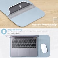 HYZUO Vízálló Laptop Tok 13/15/16 Colos Notebookhoz - Halványkék Védőtáska Kiegészítő Hordozótáskával 5