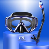 Pano 3 ablakos búvármaszk és légzőcső szett felnőtteknek, kék - Párásodásgátló profi snorkel felszerelés 1