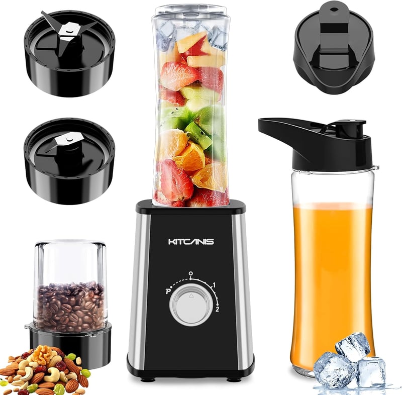 KitCanis 800W 3in1 Turmixgép Smoothie Készítő - 3 Sebességes, Hordozható Palackokkal
