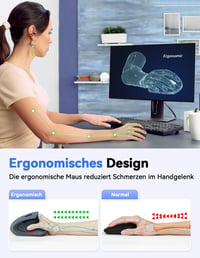 TECKNET Ergonomikus Vezeték Nélküli Függőleges Egér, 4800 DPI, 6 Gombos, Kényelmes Csuklótámasz, PC/Laptop/Mac Kompatibilis, Szürke 3