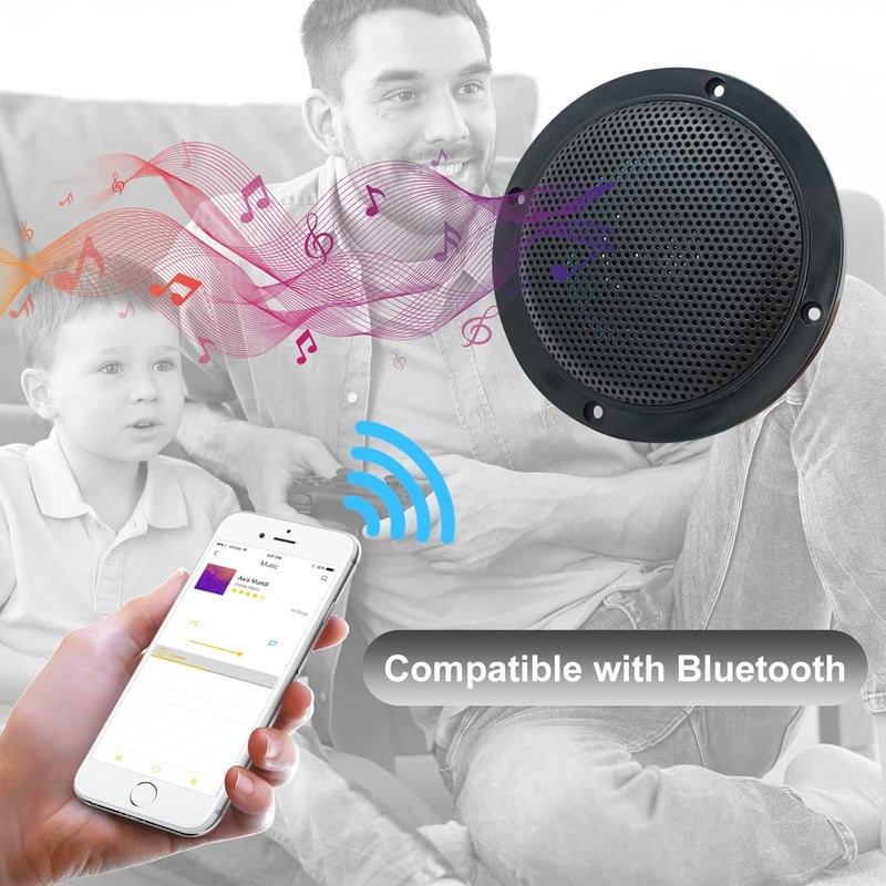 Herdio 4 Inches Vízálló Mennyezeti Hangszóró - Bluetooth Kompatibilis Beépíthető Hangrendszer Fürdőszobába, Konyhába, Kültérre, 160W