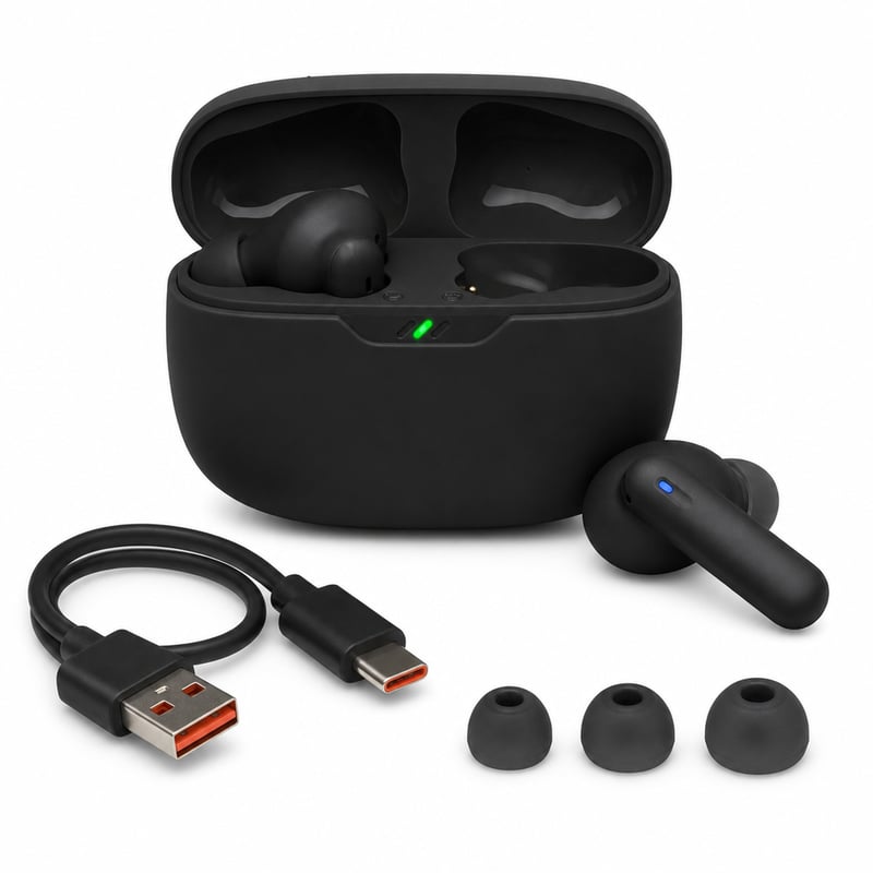 JBL Wave Beam 2 True Wireless Bluetooth slušalice crne — neispravne, djelomično rade: jedna slušalica je tiša (stanje: vidi 2. sliku)